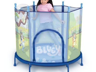 Bluey 4' Kids Trampoline with Soft Play Balls