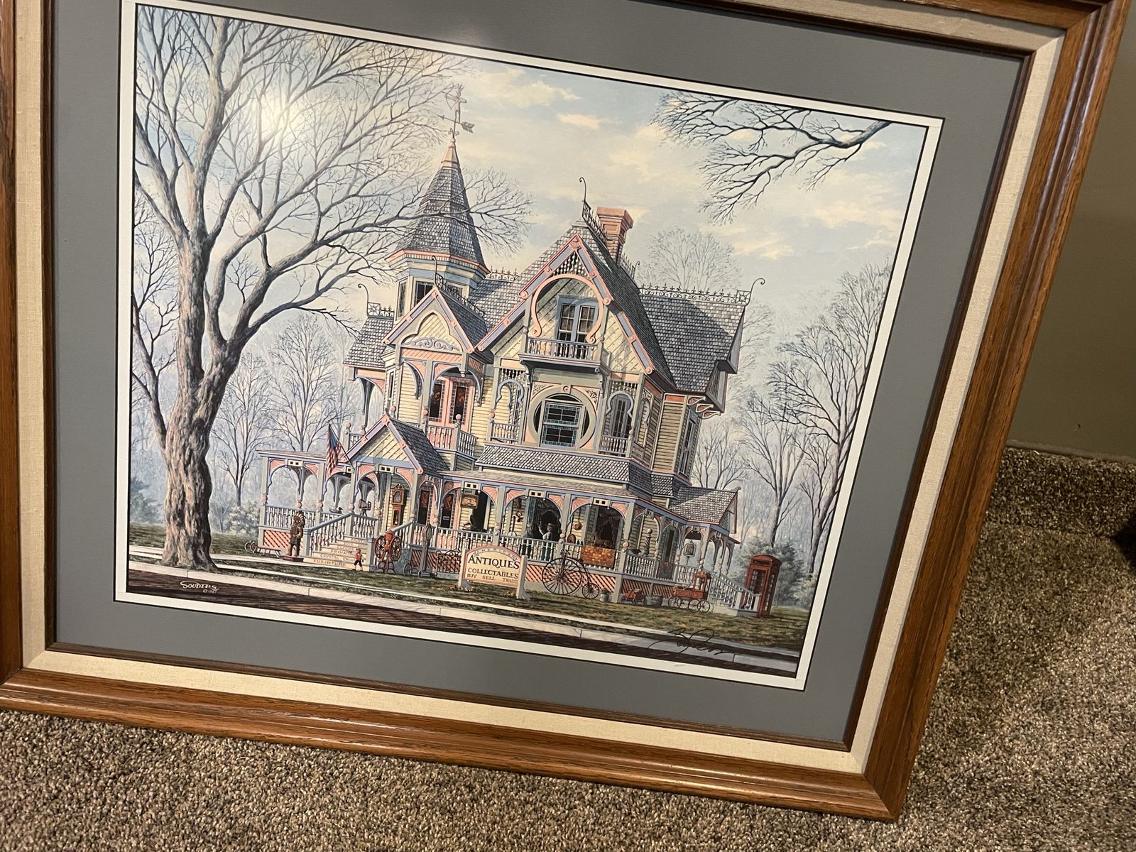 Framed Pastel Vintage House Artwork