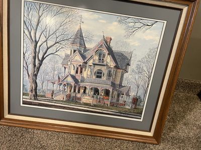 Framed Pastel Vintage House Artwork