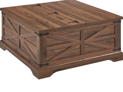 Farmhouse Lift Top Coffee Table with Large Storage, 36" Square Wood Living Room Table with Hidden Compartment, Lift Tabletop