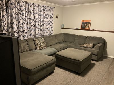 Gray Couch With Ottoman And Pillows