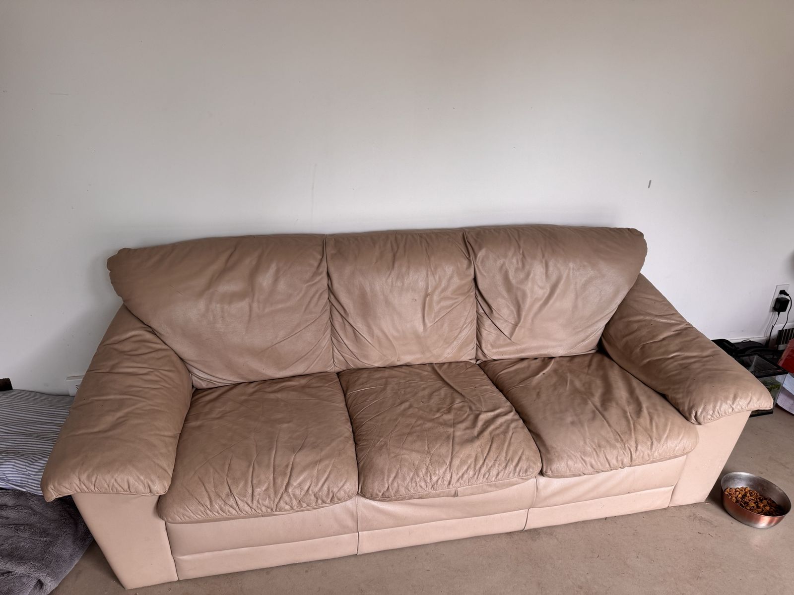 Used Beige Leather 3 Seater & 2 Seater