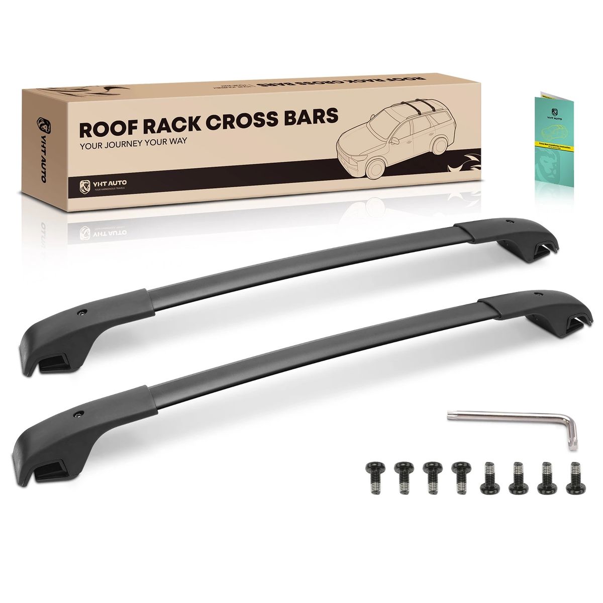 YHT AUTO Black Roof Rack Cross Bars Set with Hardware & Manual