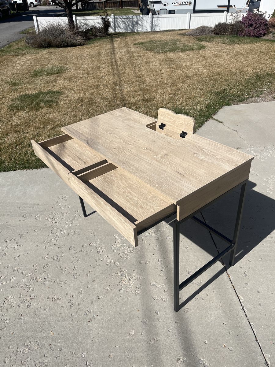 Solid Wood Desk With An Outlet