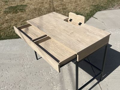 Solid Wood Desk With An Outlet