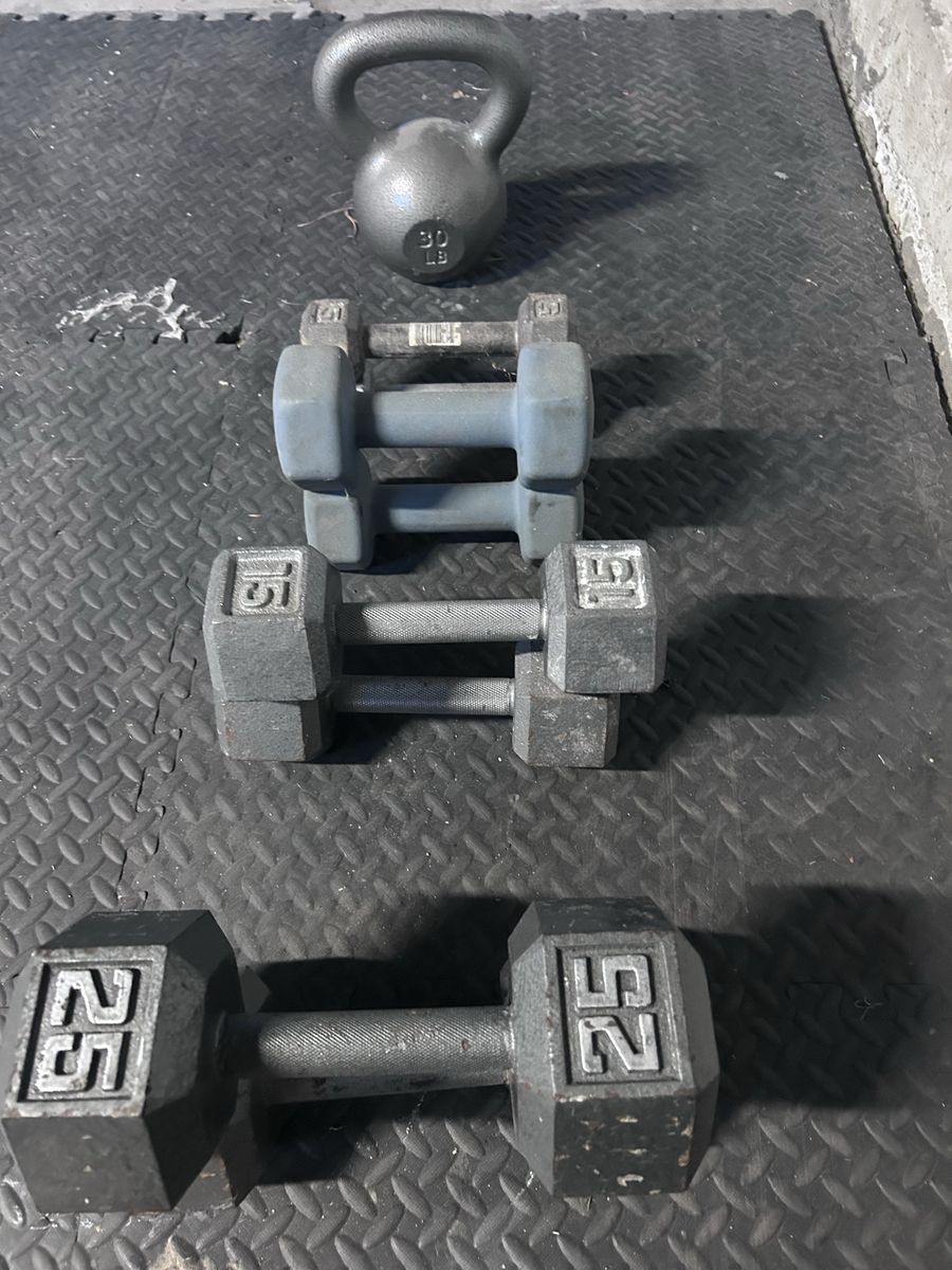 Dumbbell and kettle bell.