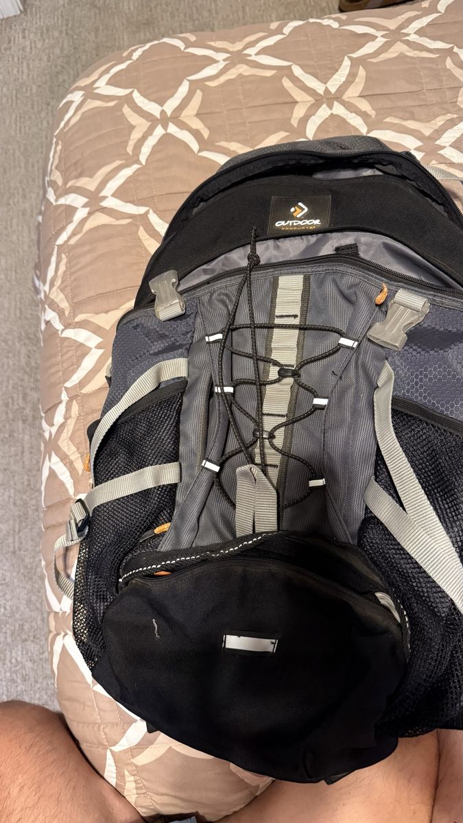 Outdoor Products Hiking Backpack Daypack Gray Black Bungee Storage