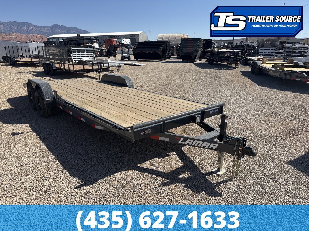 7x22 Lamar CC Flatbed Car Hauler Trailer - 10K GVWR D-Rings