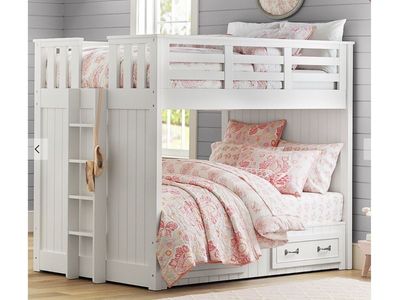 Pottery Barn Kids Belden Full-over-Full Bunk with Ladder - in Simply White