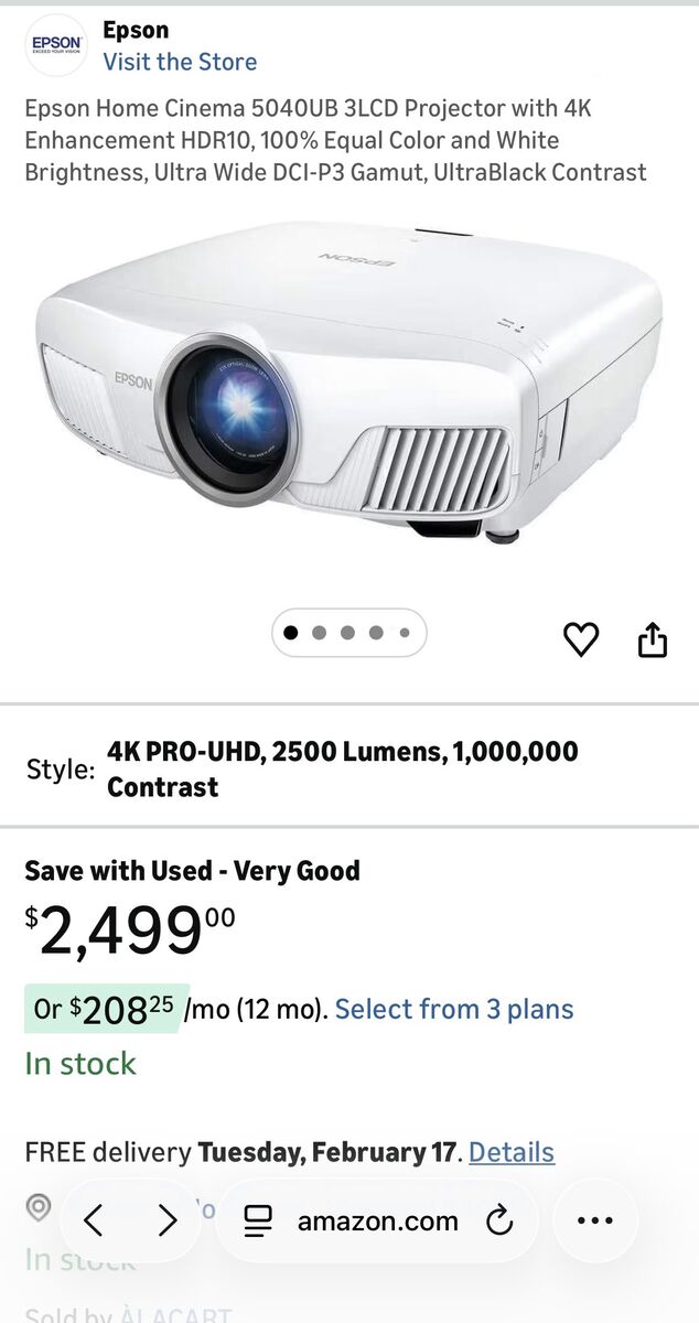 Epson home Cinema 5040UB 4K HDR Projector