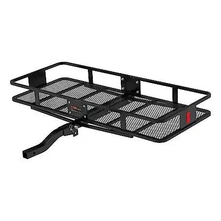 Cargo carrier. Curt folding basket-style cargo carrier with Curt Waterproof Bag