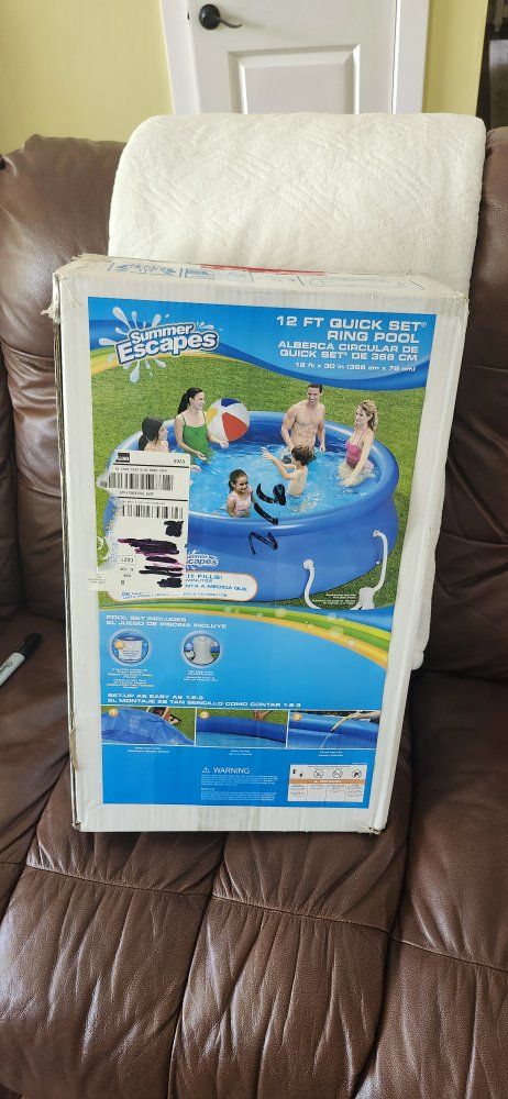 NEW Summer Waves 12ft x 30in Quick Set Inflatable Above Ground Pool with Filter Pump
