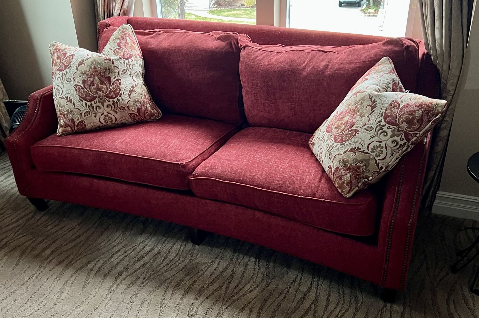 Beautifulutiful Red Custom Upholstered Couch