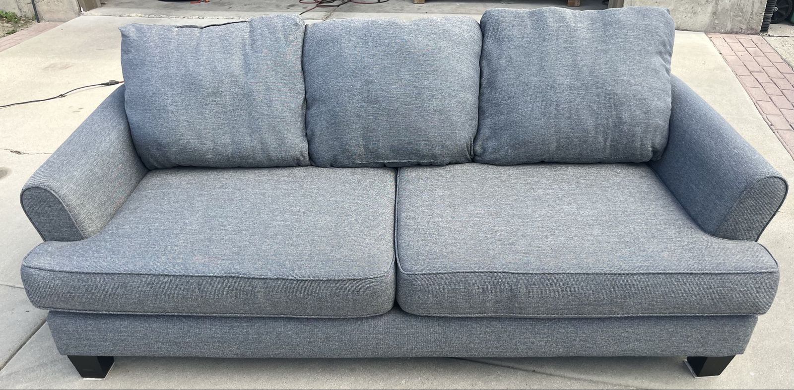 Comfortable Gray Fabric Loveseat - Good Condition, Two-Seater Couch