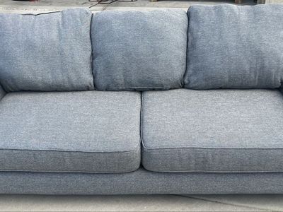 Comfortable Gray Fabric Loveseat - Good Condition, Two-Seater Couch