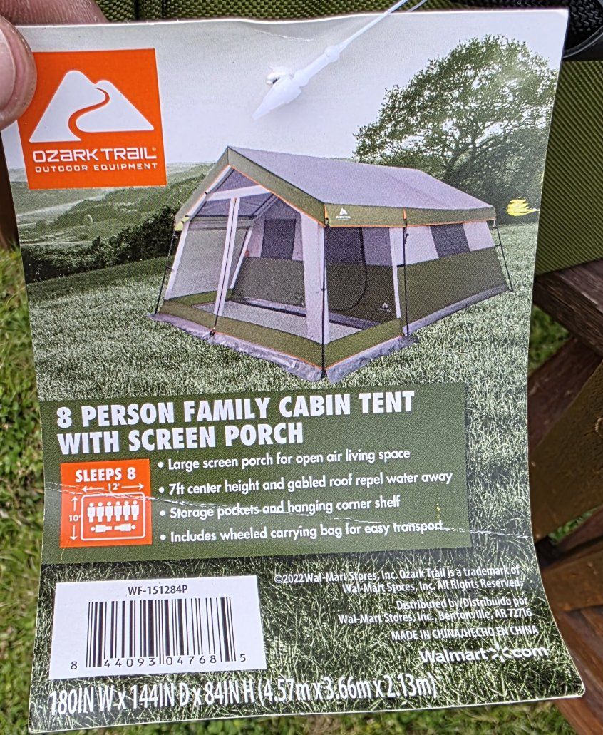Ozark Trail 8Person Cabin Tent 1 Room&Screen Porch