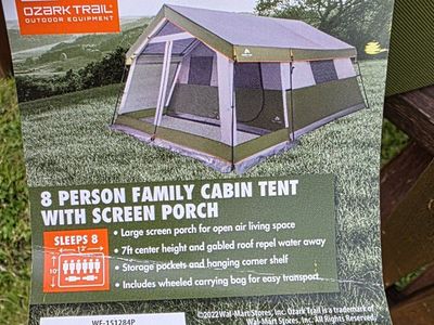 Ozark Trail 8Person Cabin Tent 1 Room&Screen Porch