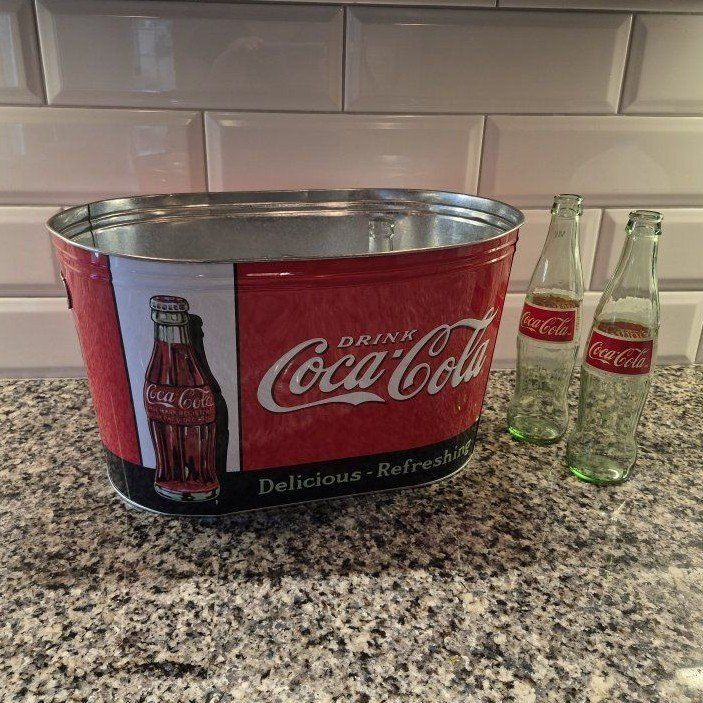 Coca-Cola Ice Bucket Drink Tub - "Delicious - Refreshing" Design (16x9x7")