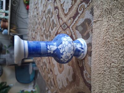 Chinese blue and white cerry blossom bud vase 4"