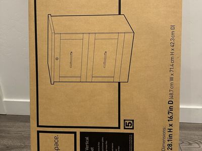 Realspace 2-Drawer Vertical File Cabinet - Peppered Black (NIB)