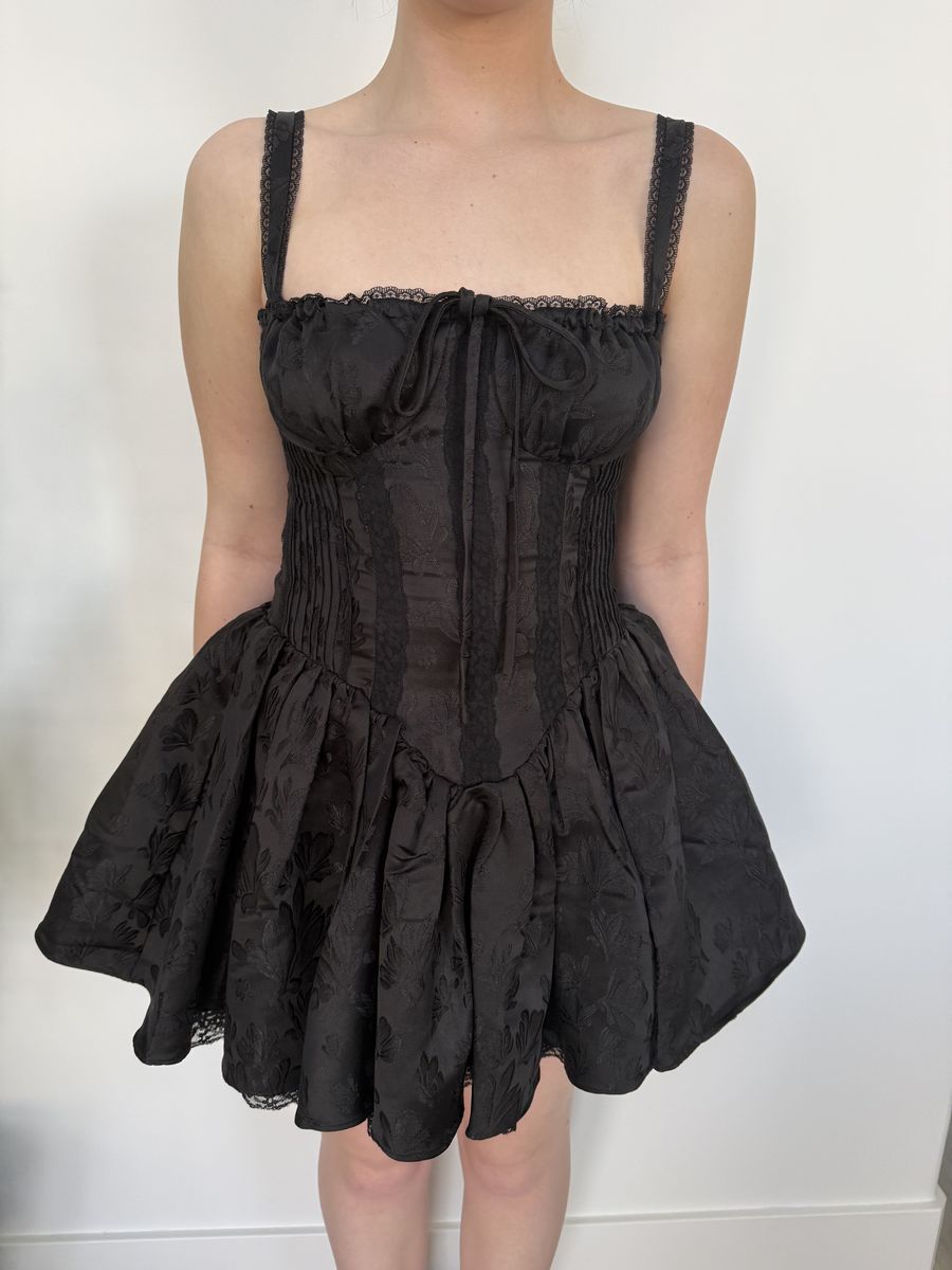 Black Mini Corset Dress With Boning