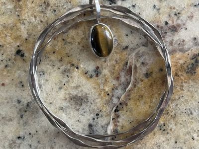 Three Sterling Silver Bracelets with a Tiger's Eye Stone - Vintage- Excellent Condition