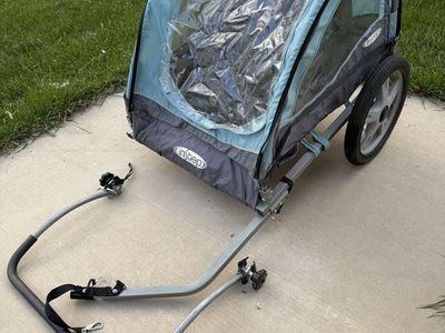 InStep Take 2 Double Bicycle Trailer for Kids - Blue/Gray, Gently Used