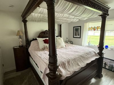 Ornate Carved Wood Four Poster Canopy Bed Frame King size