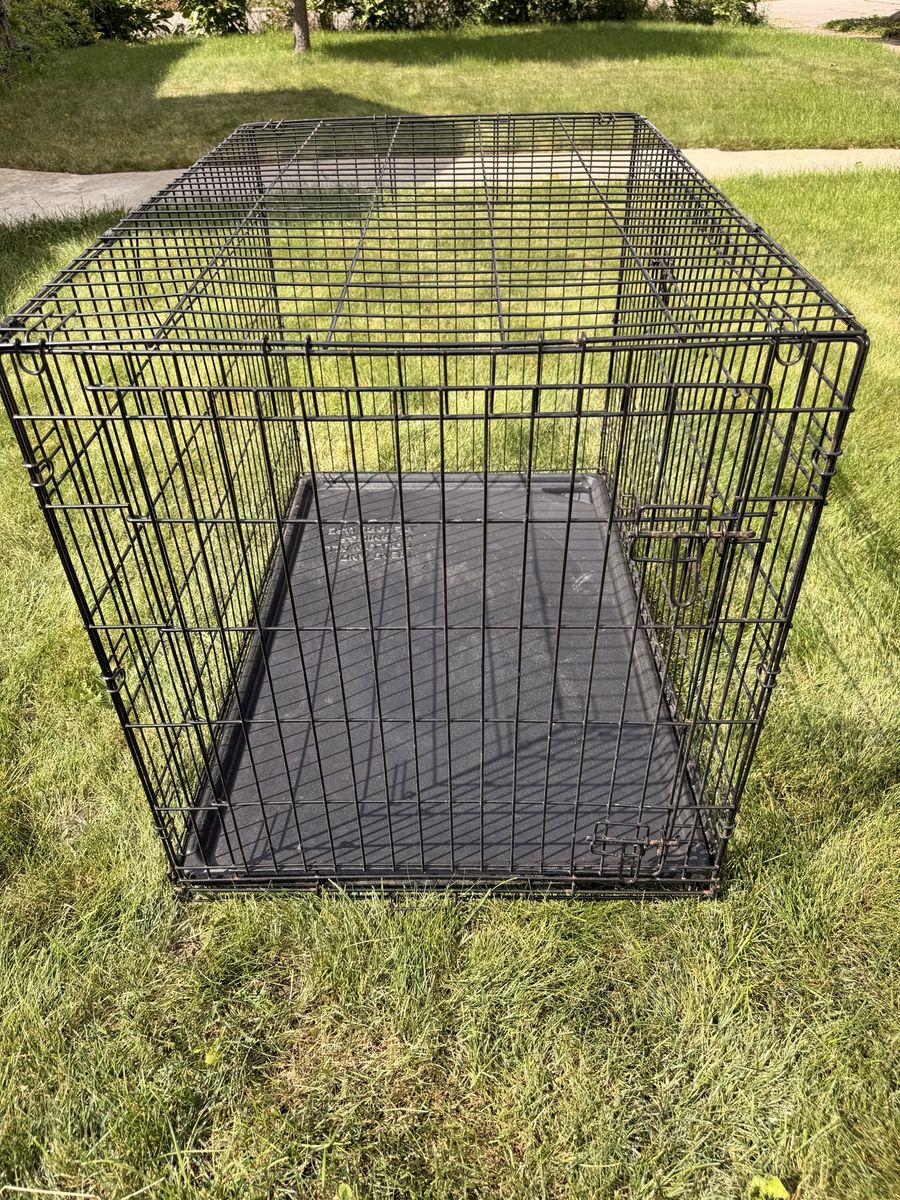 Large Black Wire Dog Crate Pet Kennel with Removable Tray