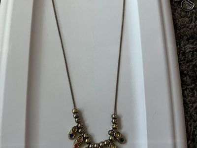 Vintage Baby Shoe Charm Necklace with Multi-Color Rhinestones - Unique Gold Tone Chain. Birthstones for $