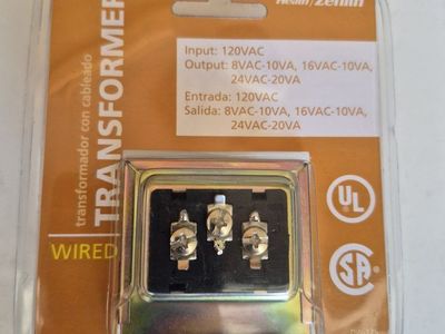 Heath Zenith Wired Doorbell Transformer 120VAC Input