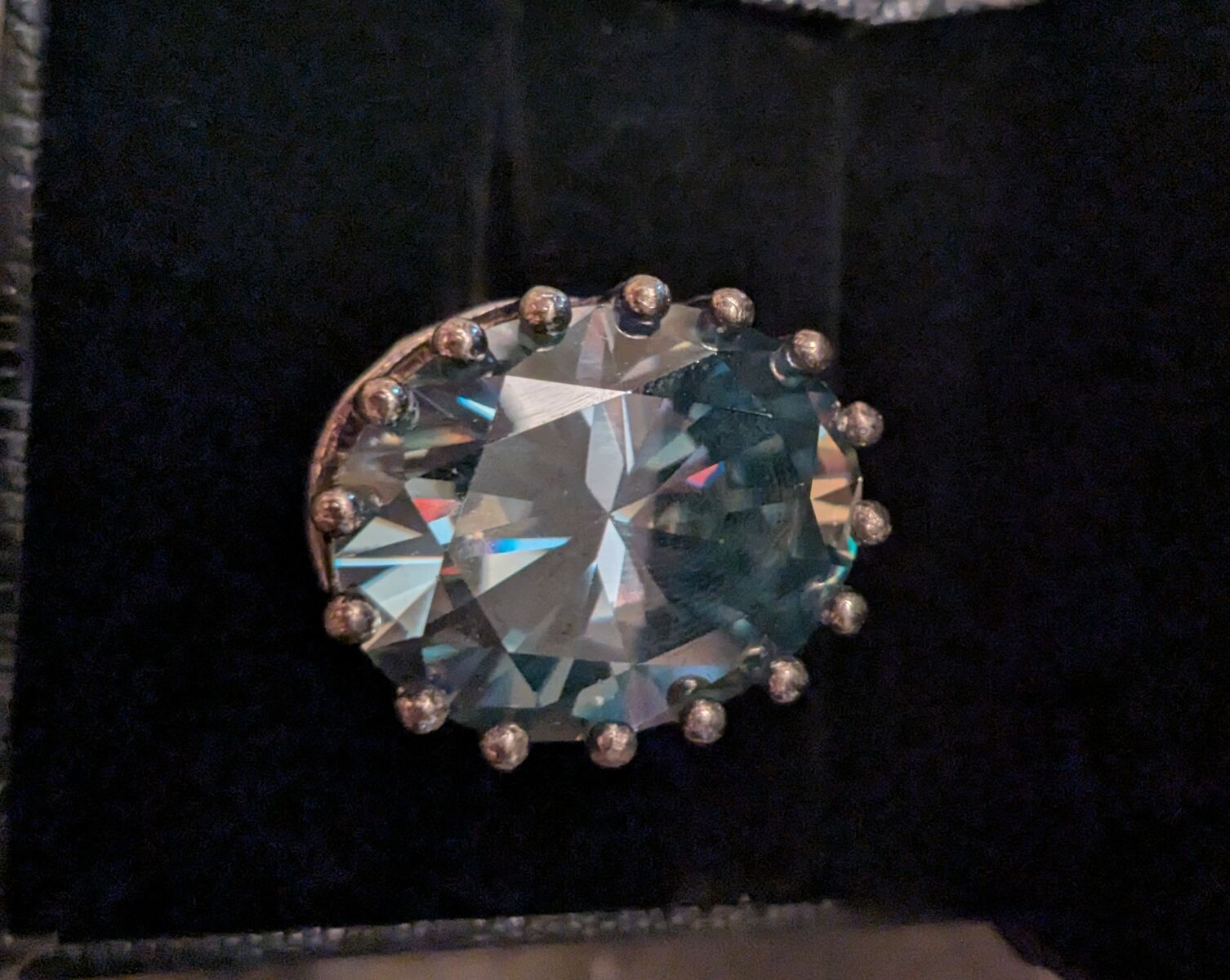 43.55 ct blue oval Earth mined HTPT diamond ring