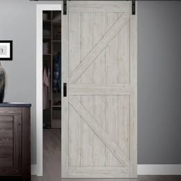 K-Design Sliding Barn Door Kit with Soft Close Hardware - 36" x 84" Stone Finish