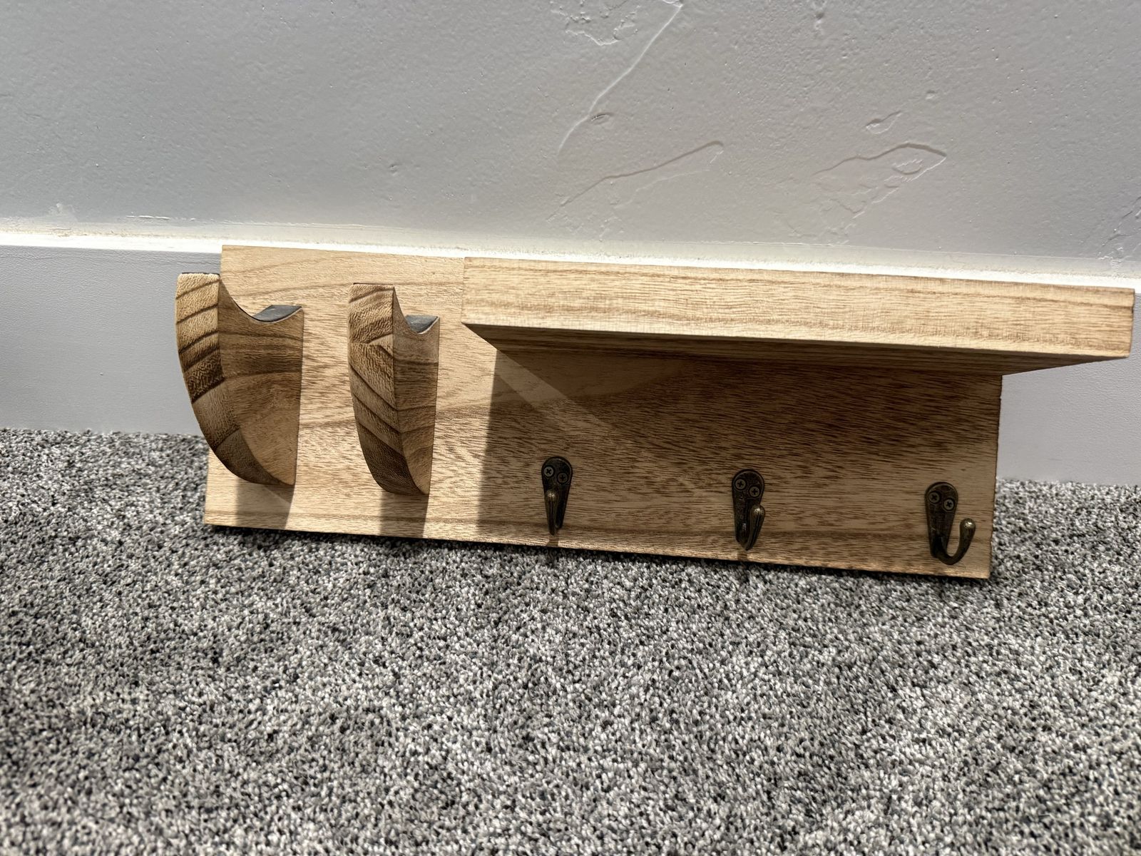 Wooden Wall-Mounted Guitar Hanger Holder with Shelf and Key Hooks