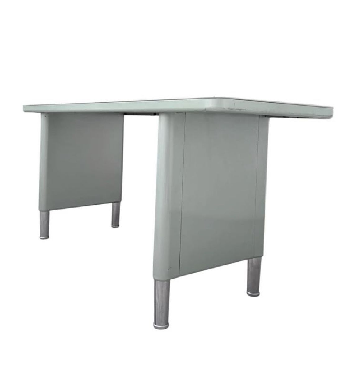 Vintage Metal Office Desk with Chrome Legs