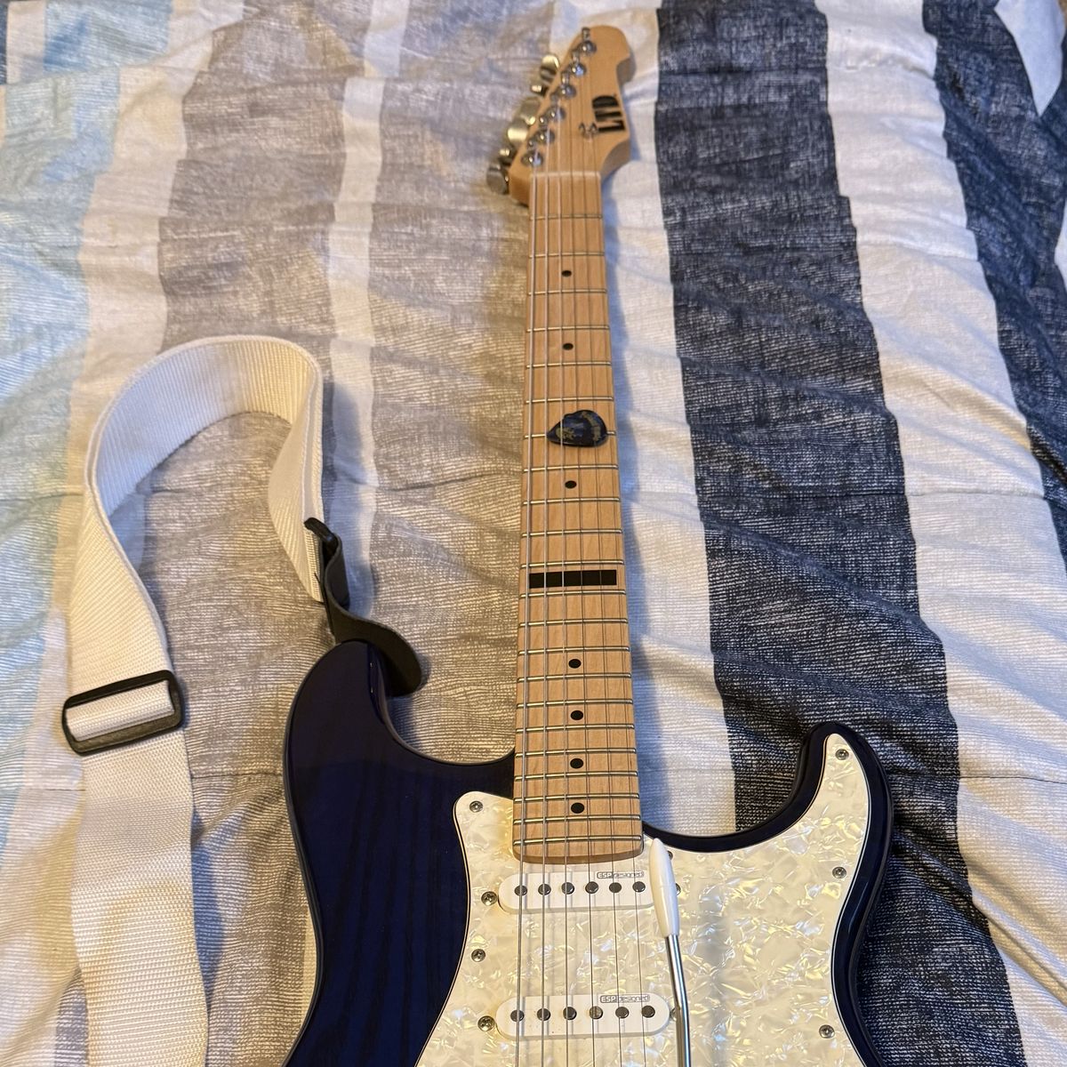 Blue Stratocaster-Style Electric Guitar