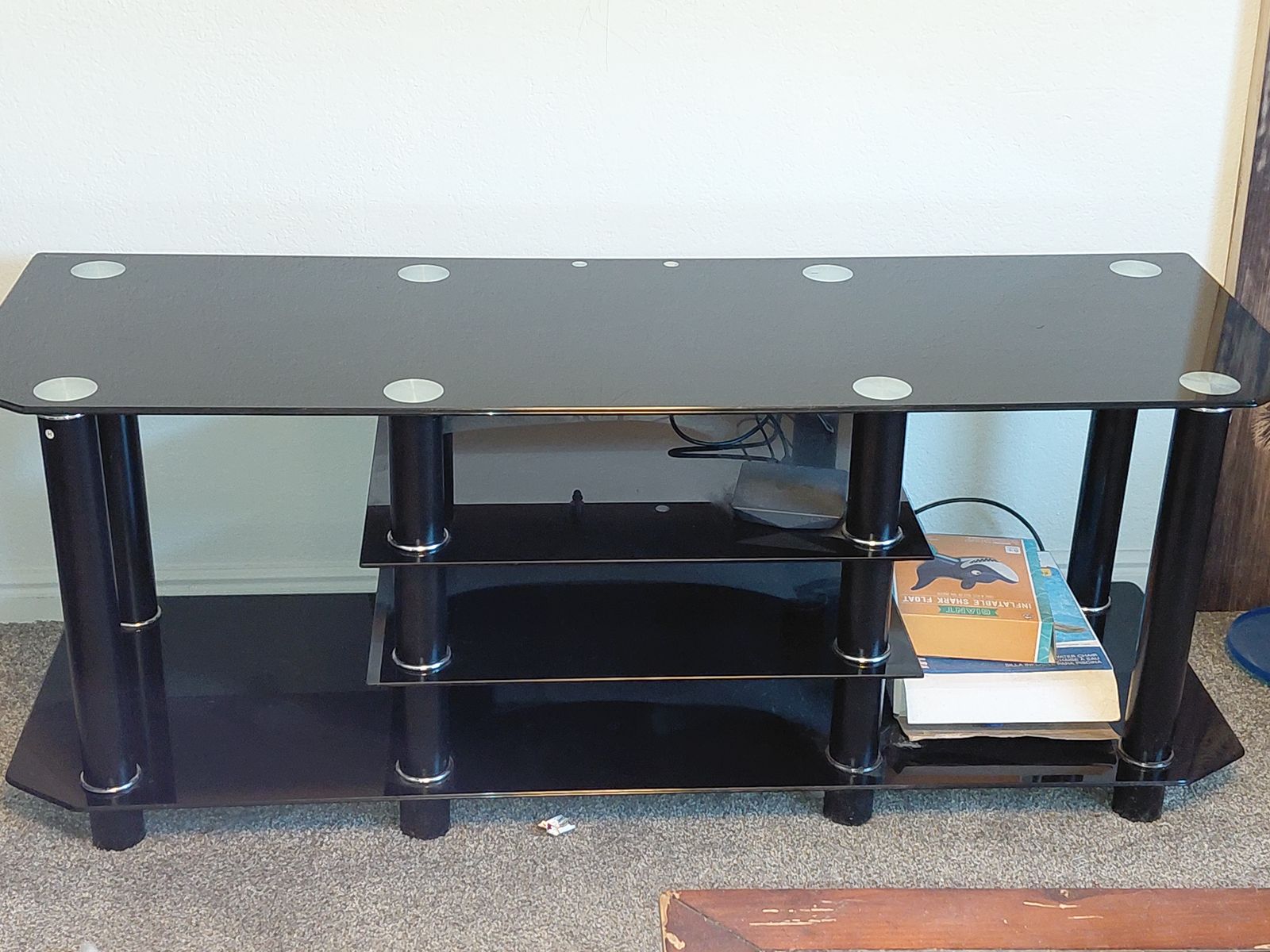Black glass TV stand or low table