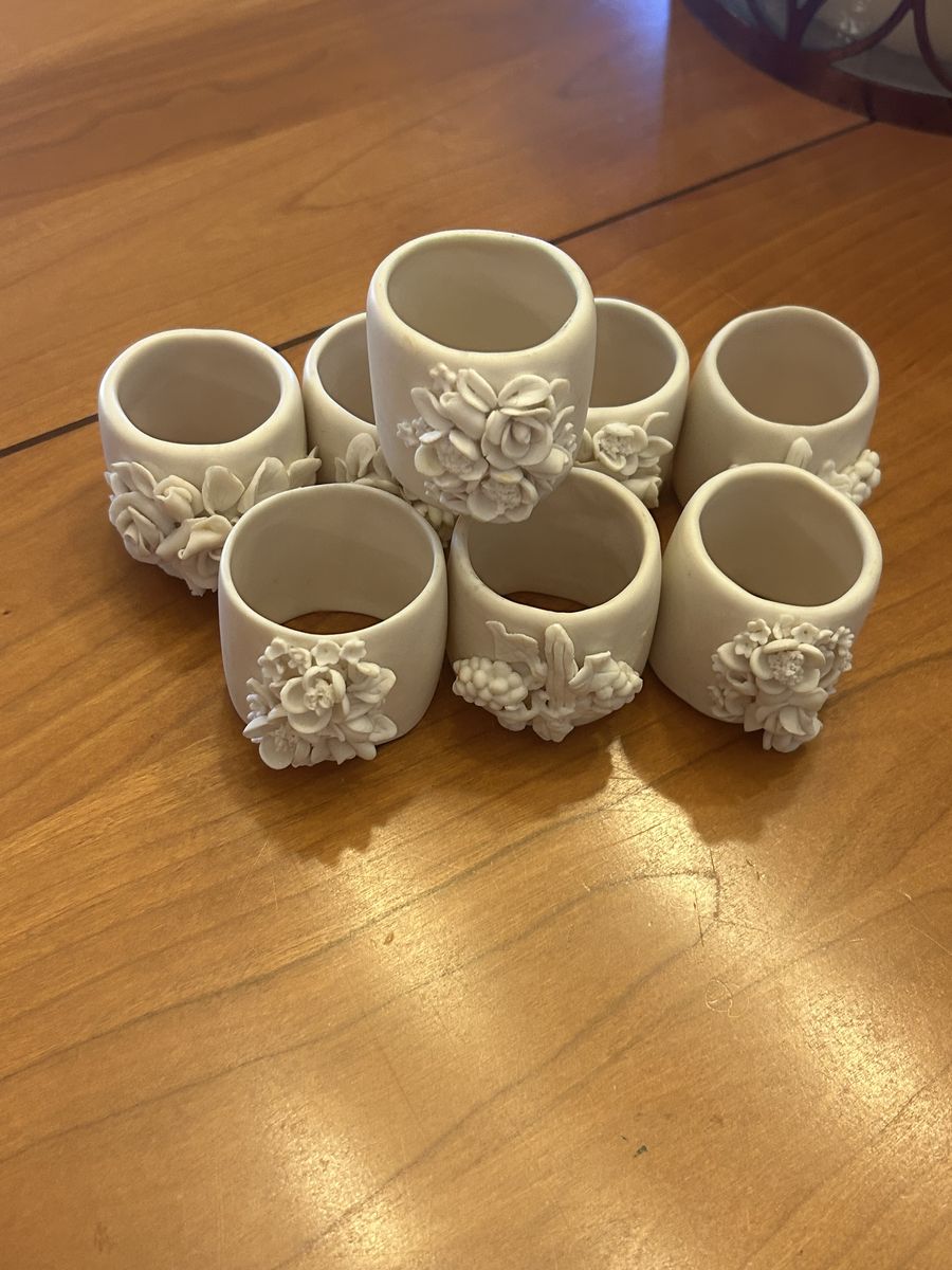 Set of -8- Handmade Porcelain Napkin Holders