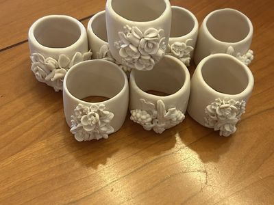 Set of -8- Handmade Porcelain Napkin Holders