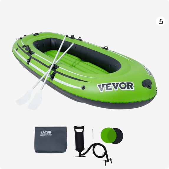 Inflatable Boat, 4-Person Inflatable Fishing Boat, Strong PVC Portable Boat Raft Kayak