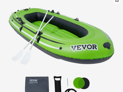 Inflatable Boat, 4-Person Inflatable Fishing Boat, Strong PVC Portable Boat Raft Kayak