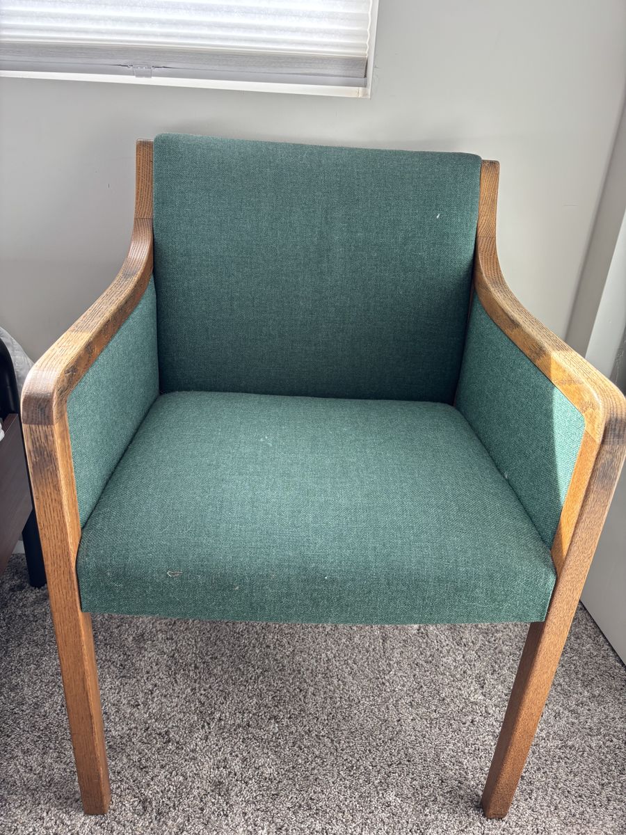 Set Of 2 Green Wool Chairs