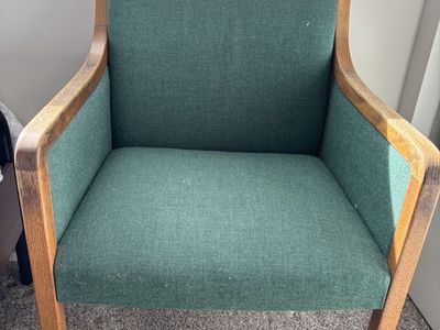 Set Of 2 Green Wool Chairs