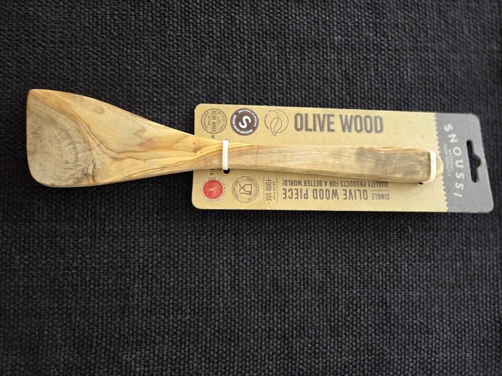 Snoussi Handcrafted Single Olive Wood Piece Wooden Cooking Spatula Utensil