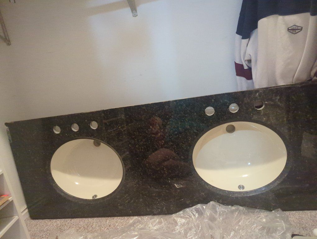 granite double sink vanity