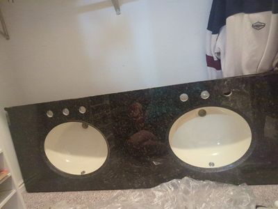 granite double sink vanity