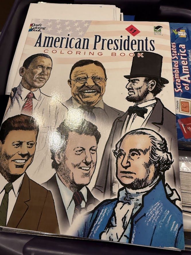 Lot of 3 Educational Coloring Books and Sticker Atlas US Presidents