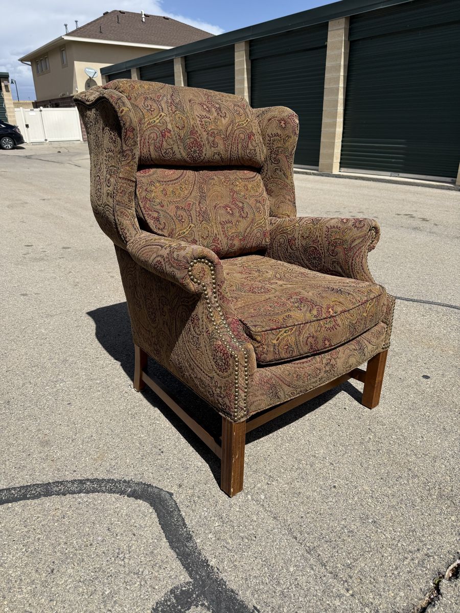 Classic Paisley Wingback Chair