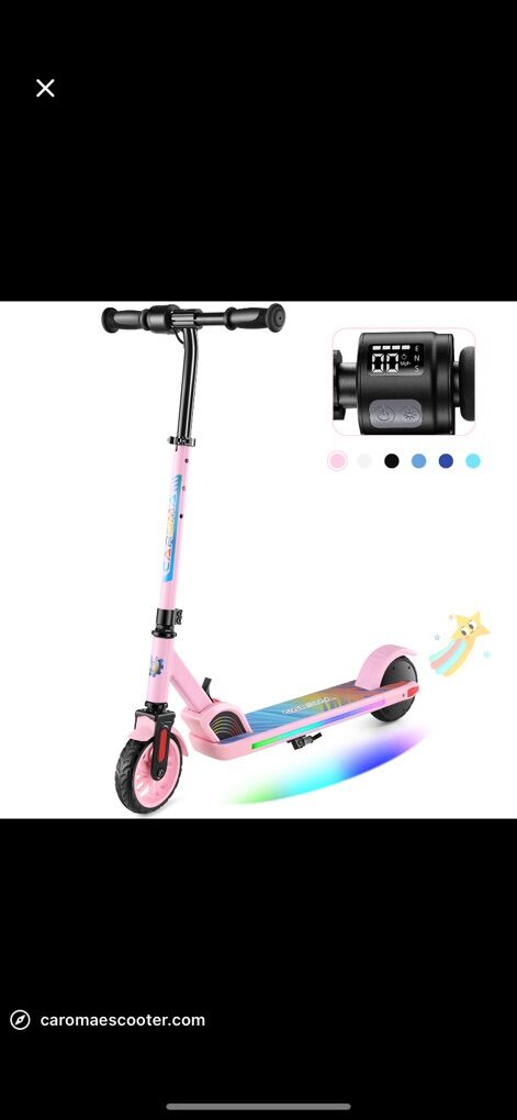 NEW Caroma E35 Electric Scooter Pink Kids Ride On