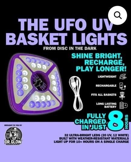 Disc In the Dark UFO UV Basket Light